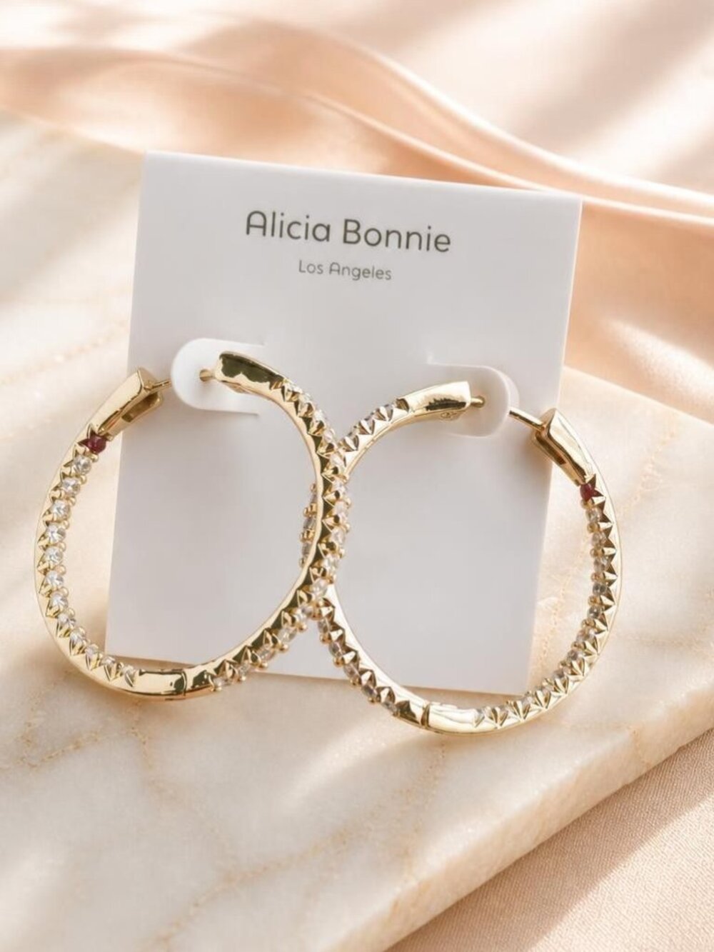 Alicia Bonnie Twinkle Delight Gold White Crystal Hoop Earrings